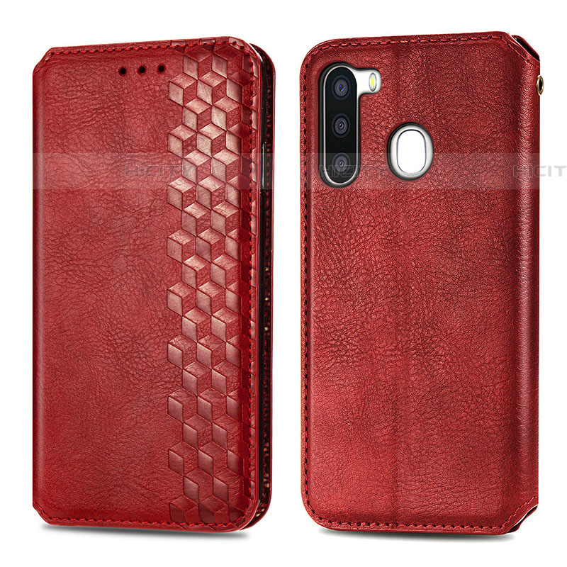 Handytasche Stand Schutzhülle Flip Leder Hülle S01D für Samsung Galaxy A21 European Rot