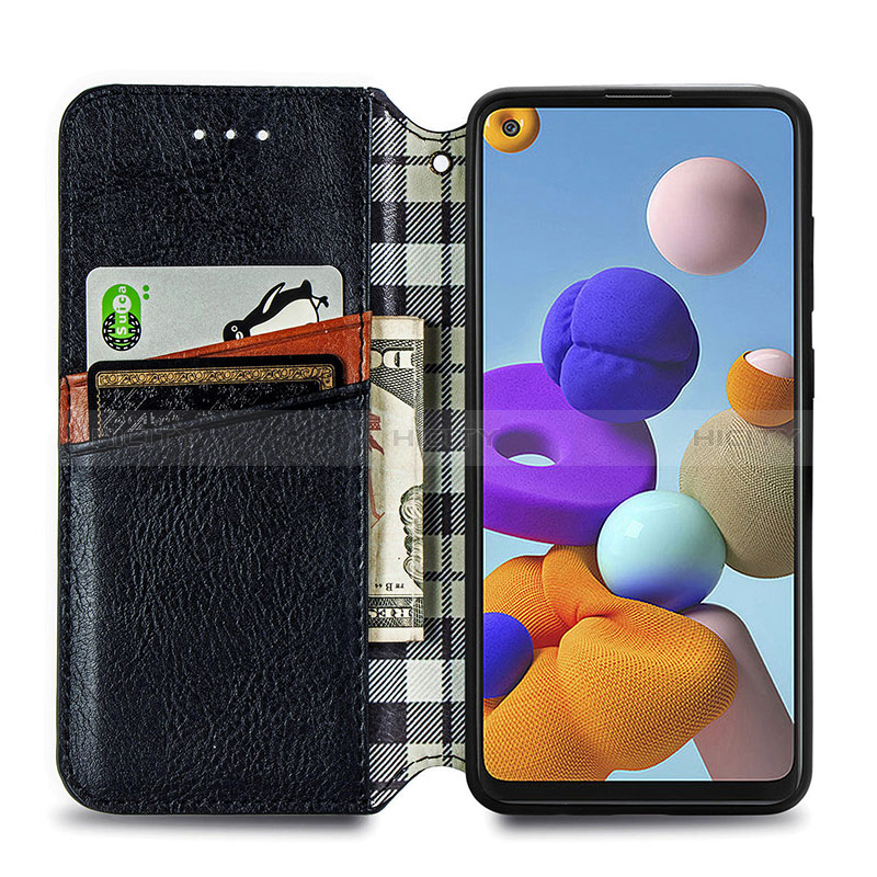 Handytasche Stand Schutzhülle Flip Leder Hülle S01D für Samsung Galaxy A21s