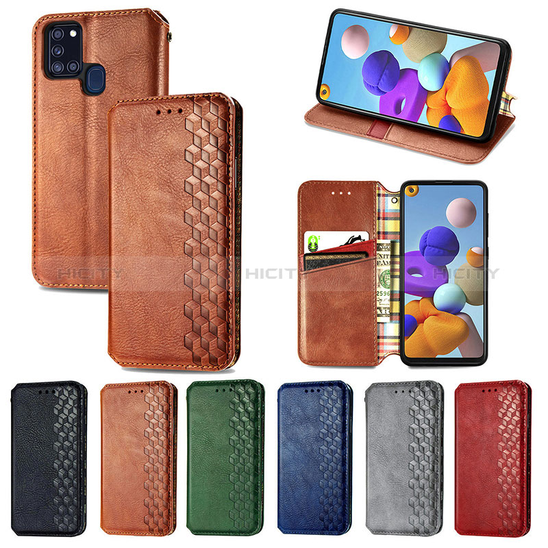 Handytasche Stand Schutzhülle Flip Leder Hülle S01D für Samsung Galaxy A21s