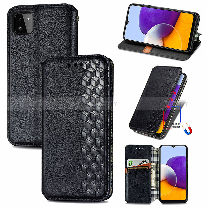 Handytasche Stand Schutzhülle Flip Leder Hülle S01D für Samsung Galaxy A22s 5G groß