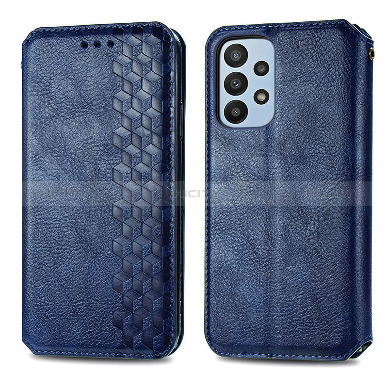 Handytasche Stand Schutzhülle Flip Leder Hülle S01D für Samsung Galaxy A23 5G Blau