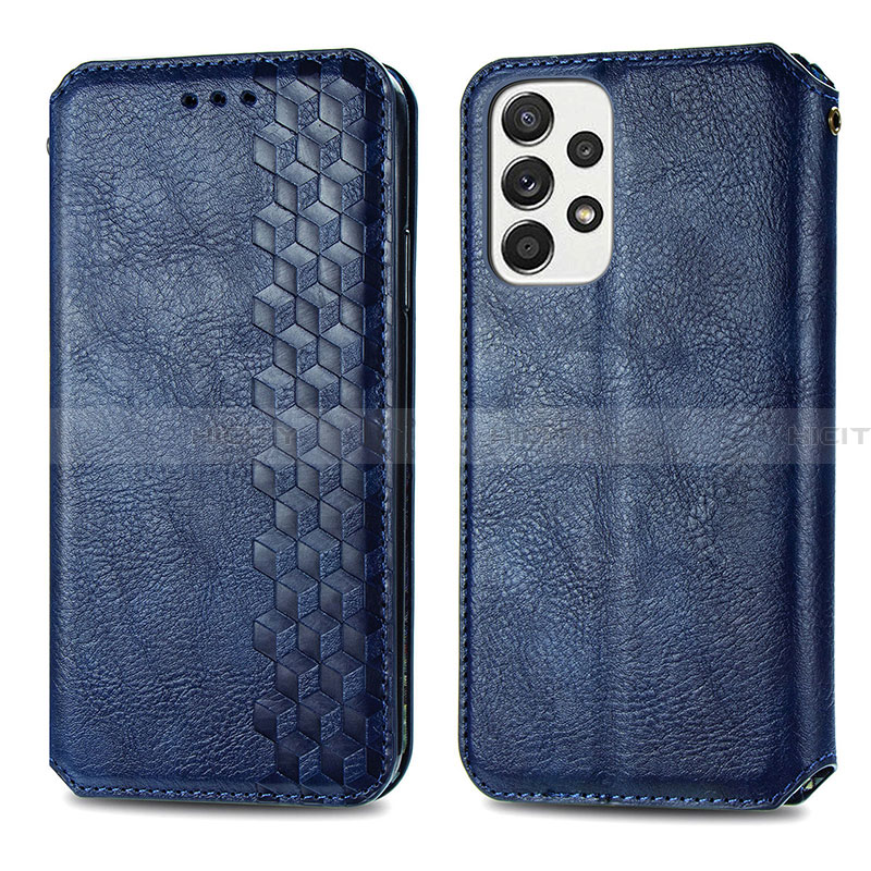 Handytasche Stand Schutzhülle Flip Leder Hülle S01D für Samsung Galaxy A33 5G Blau