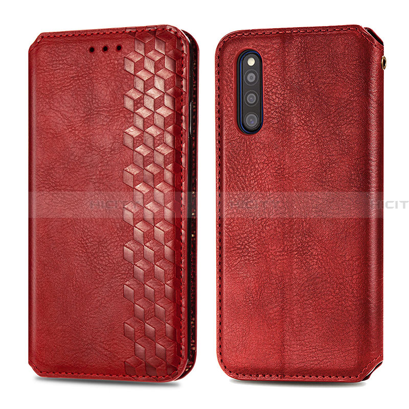 Handytasche Stand Schutzhülle Flip Leder Hülle S01D für Samsung Galaxy A41 SC-41A Rot Plus