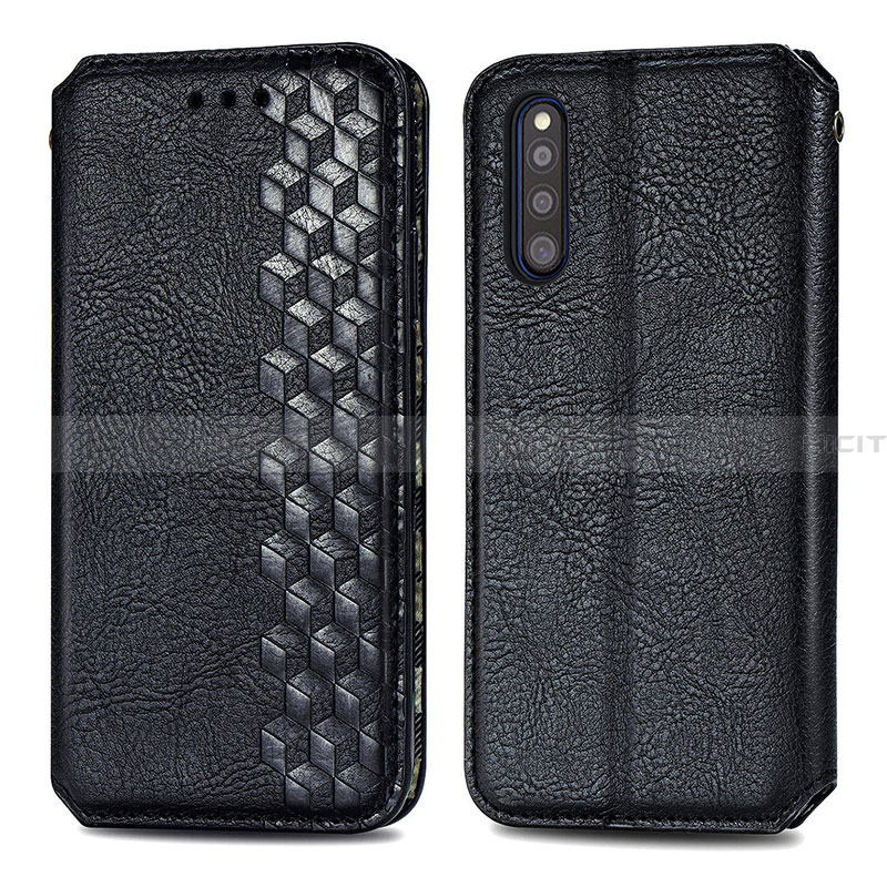 Handytasche Stand Schutzhülle Flip Leder Hülle S01D für Samsung Galaxy A41 SC-41A Schwarz Plus