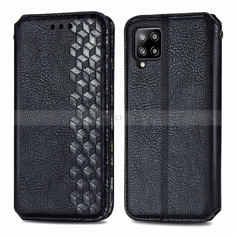 Handytasche Stand Schutzhülle Flip Leder Hülle S01D für Samsung Galaxy A42 5G Schwarz