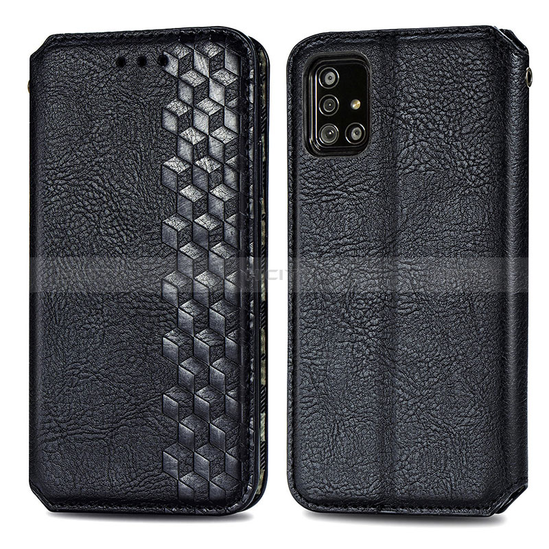 Handytasche Stand Schutzhülle Flip Leder Hülle S01D für Samsung Galaxy A51 5G Schwarz