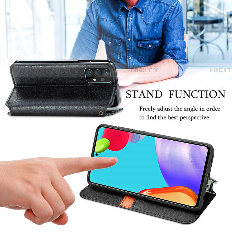 Handytasche Stand Schutzhülle Flip Leder Hülle S01D für Samsung Galaxy A52 5G groß