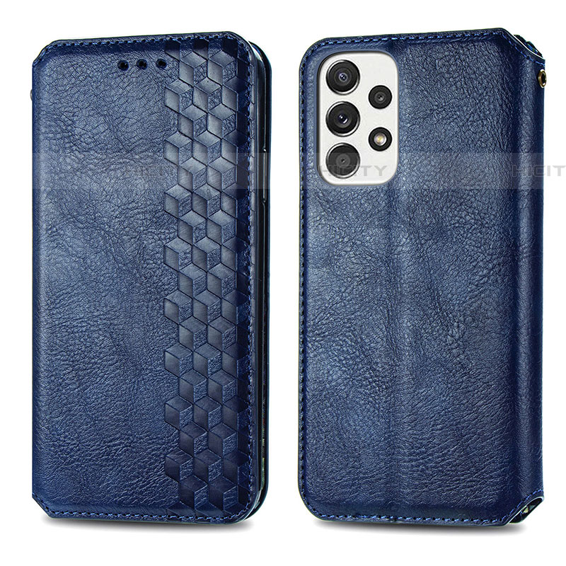 Handytasche Stand Schutzhülle Flip Leder Hülle S01D für Samsung Galaxy A53 5G Blau