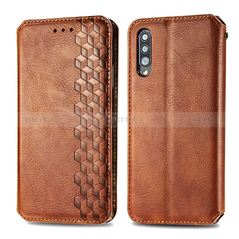 Handytasche Stand Schutzhülle Flip Leder Hülle S01D für Samsung Galaxy A70 Braun