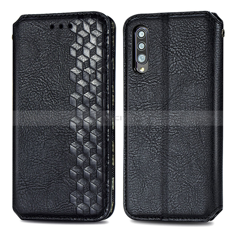 Handytasche Stand Schutzhülle Flip Leder Hülle S01D für Samsung Galaxy A70 Schwarz