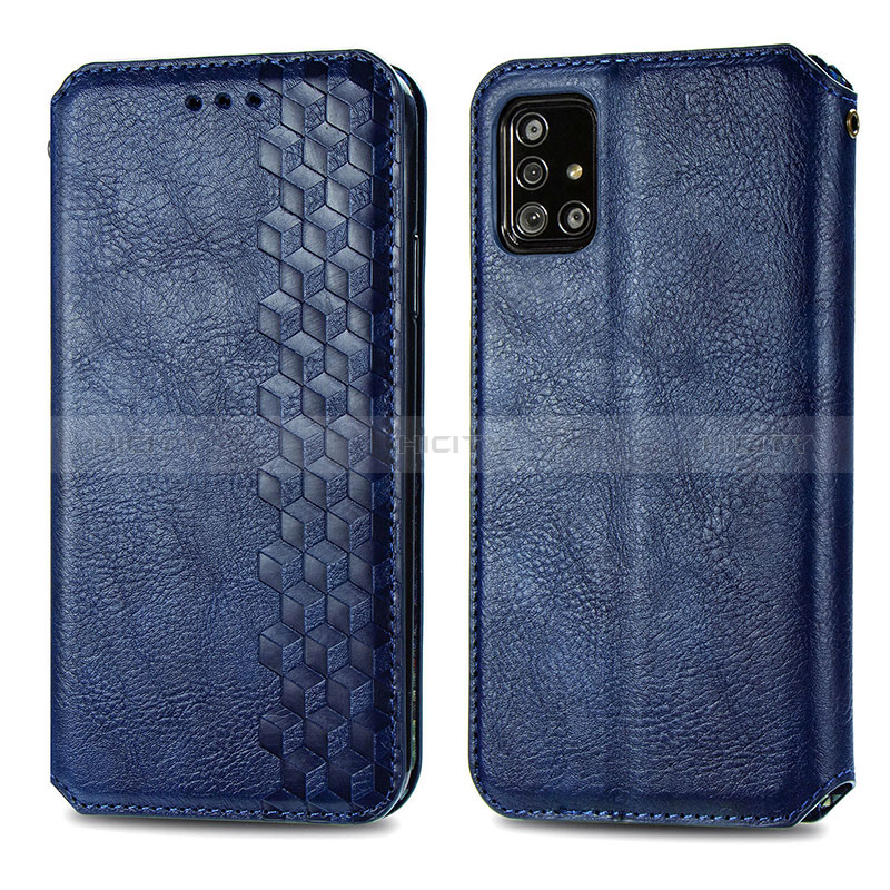 Handytasche Stand Schutzhülle Flip Leder Hülle S01D für Samsung Galaxy A71 4G A715 Blau