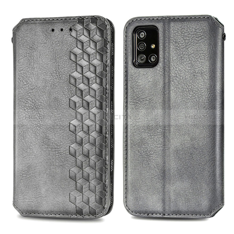 Handytasche Stand Schutzhülle Flip Leder Hülle S01D für Samsung Galaxy A71 5G Grau