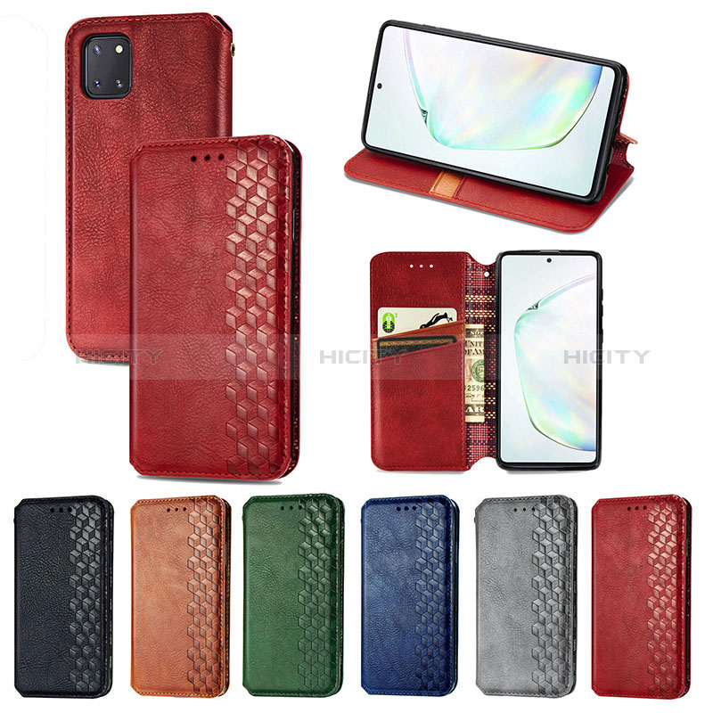 Handytasche Stand Schutzhülle Flip Leder Hülle S01D für Samsung Galaxy A81 groß