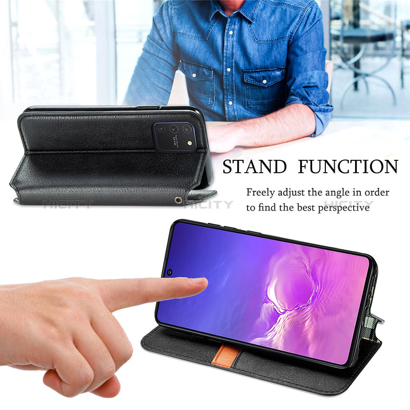 Handytasche Stand Schutzhülle Flip Leder Hülle S01D für Samsung Galaxy A91 groß