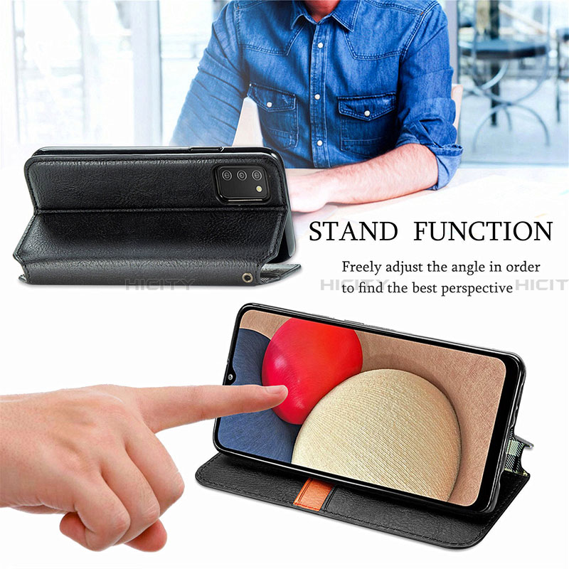 Handytasche Stand Schutzhülle Flip Leder Hülle S01D für Samsung Galaxy F02S SM-E025F groß