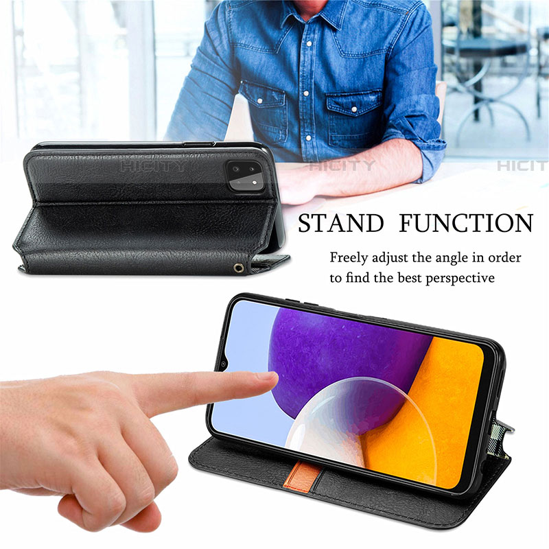 Handytasche Stand Schutzhülle Flip Leder Hülle S01D für Samsung Galaxy F42 5G groß