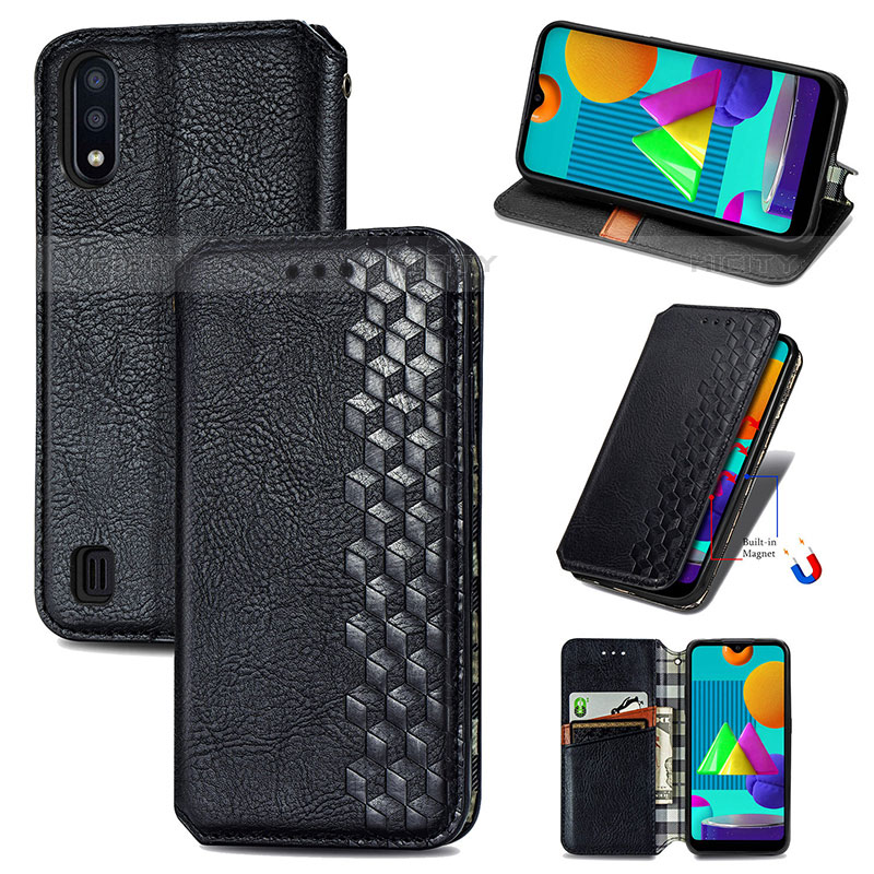 Handytasche Stand Schutzhülle Flip Leder Hülle S01D für Samsung Galaxy M01