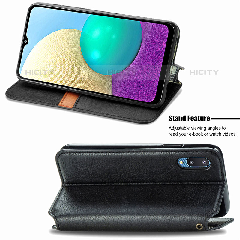 Handytasche Stand Schutzhülle Flip Leder Hülle S01D für Samsung Galaxy M02 groß