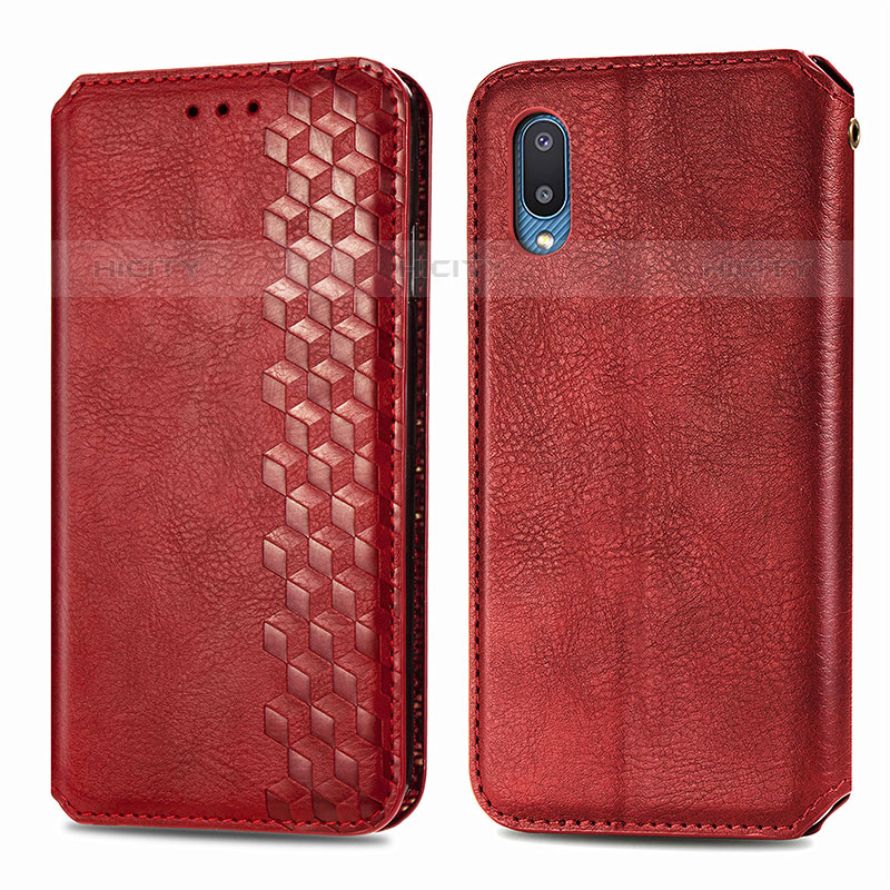 Handytasche Stand Schutzhülle Flip Leder Hülle S01D für Samsung Galaxy M02 Rot