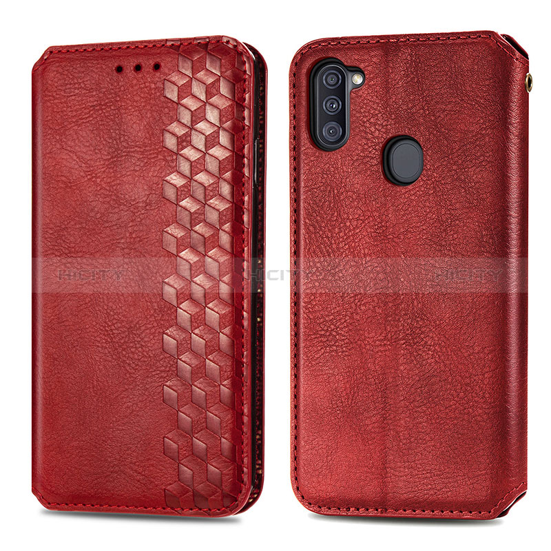 Handytasche Stand Schutzhülle Flip Leder Hülle S01D für Samsung Galaxy M11 Rot