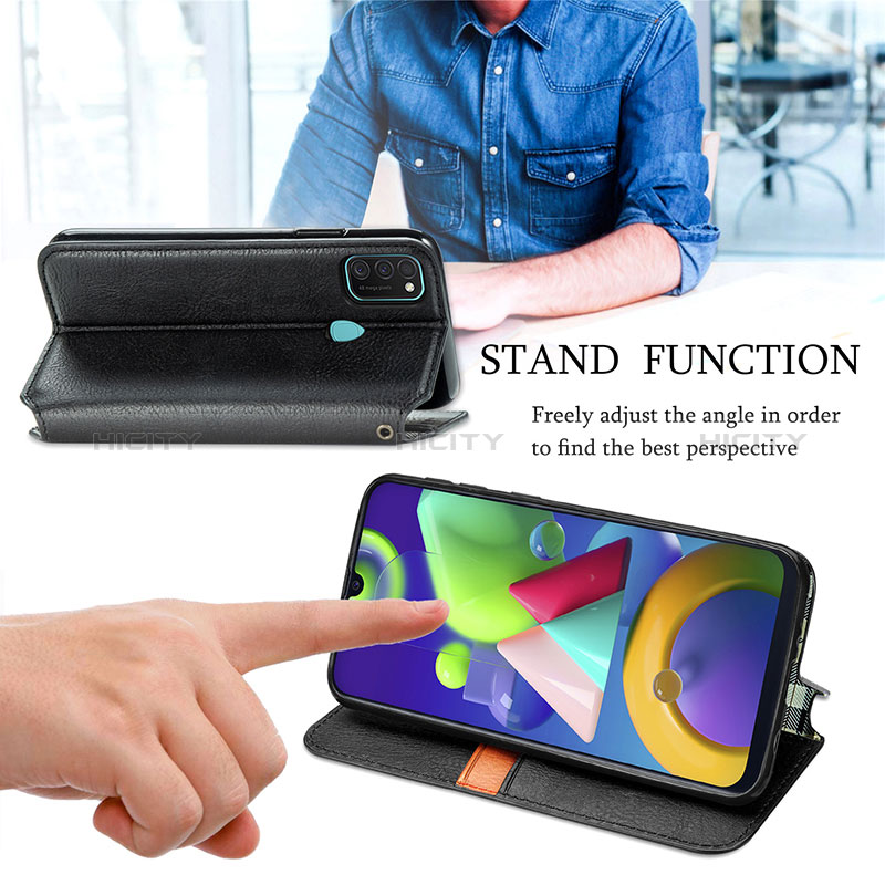 Handytasche Stand Schutzhülle Flip Leder Hülle S01D für Samsung Galaxy M21