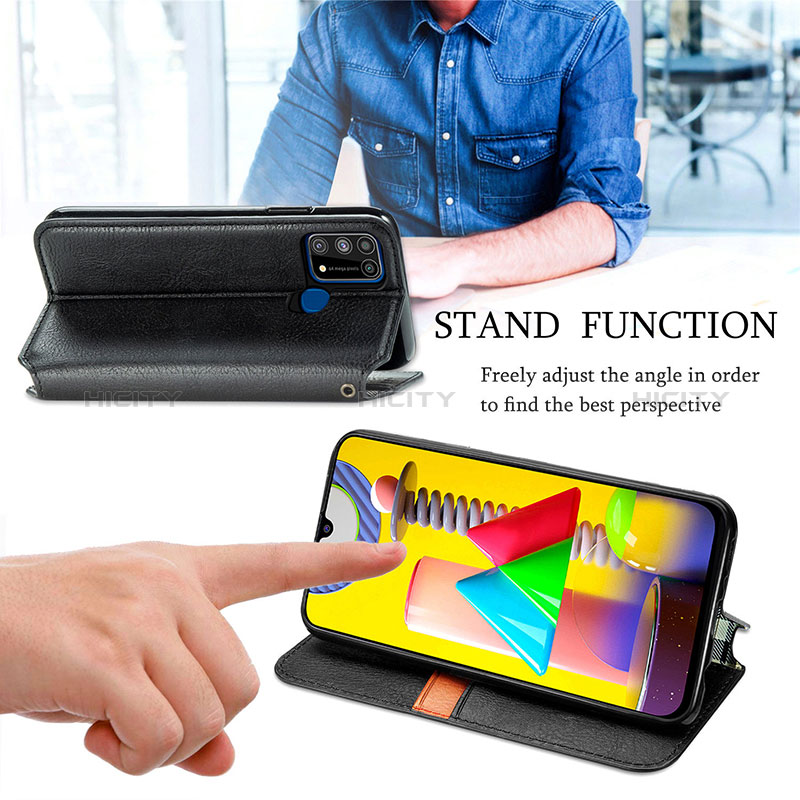 Handytasche Stand Schutzhülle Flip Leder Hülle S01D für Samsung Galaxy M21s groß