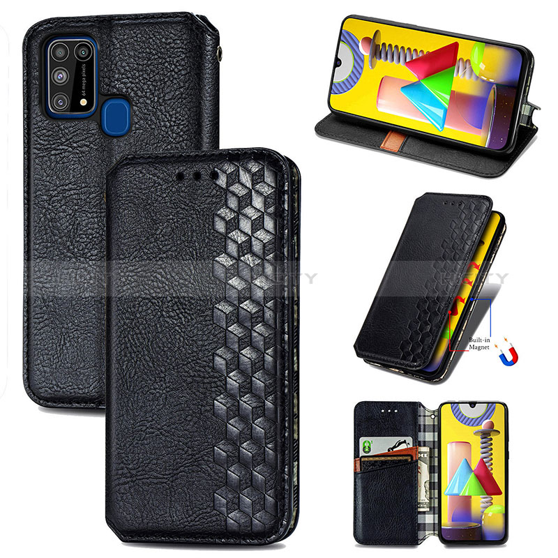 Handytasche Stand Schutzhülle Flip Leder Hülle S01D für Samsung Galaxy M21s groß