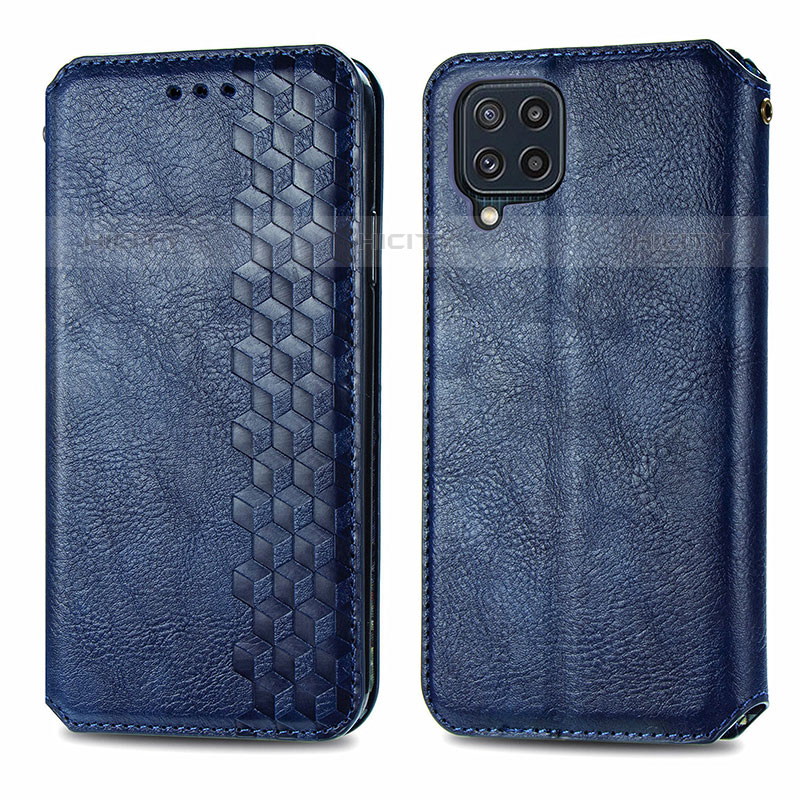 Handytasche Stand Schutzhülle Flip Leder Hülle S01D für Samsung Galaxy M32 4G Blau