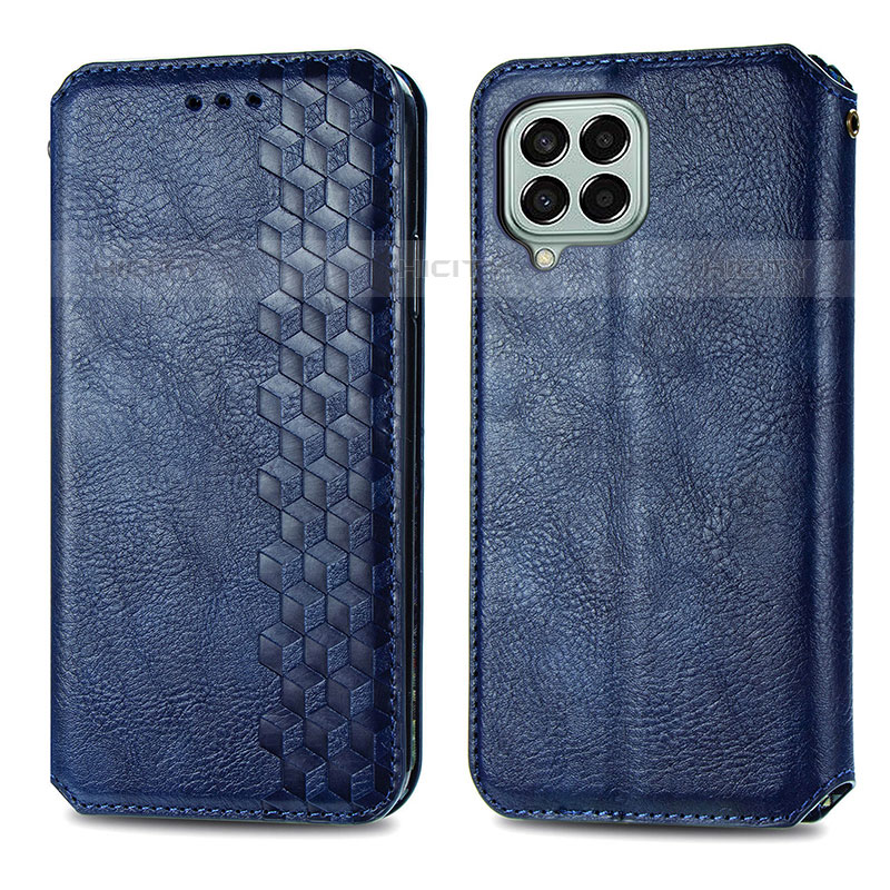 Handytasche Stand Schutzhülle Flip Leder Hülle S01D für Samsung Galaxy M33 5G Blau