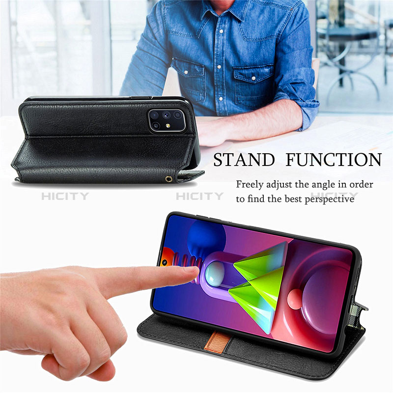 Handytasche Stand Schutzhülle Flip Leder Hülle S01D für Samsung Galaxy M51