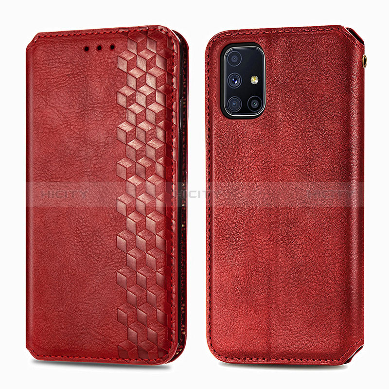 Handytasche Stand Schutzhülle Flip Leder Hülle S01D für Samsung Galaxy M51 Rot