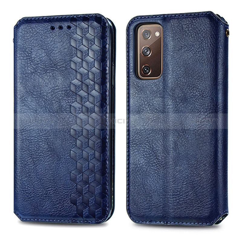 Handytasche Stand Schutzhülle Flip Leder Hülle S01D für Samsung Galaxy S20 FE 5G Blau Plus