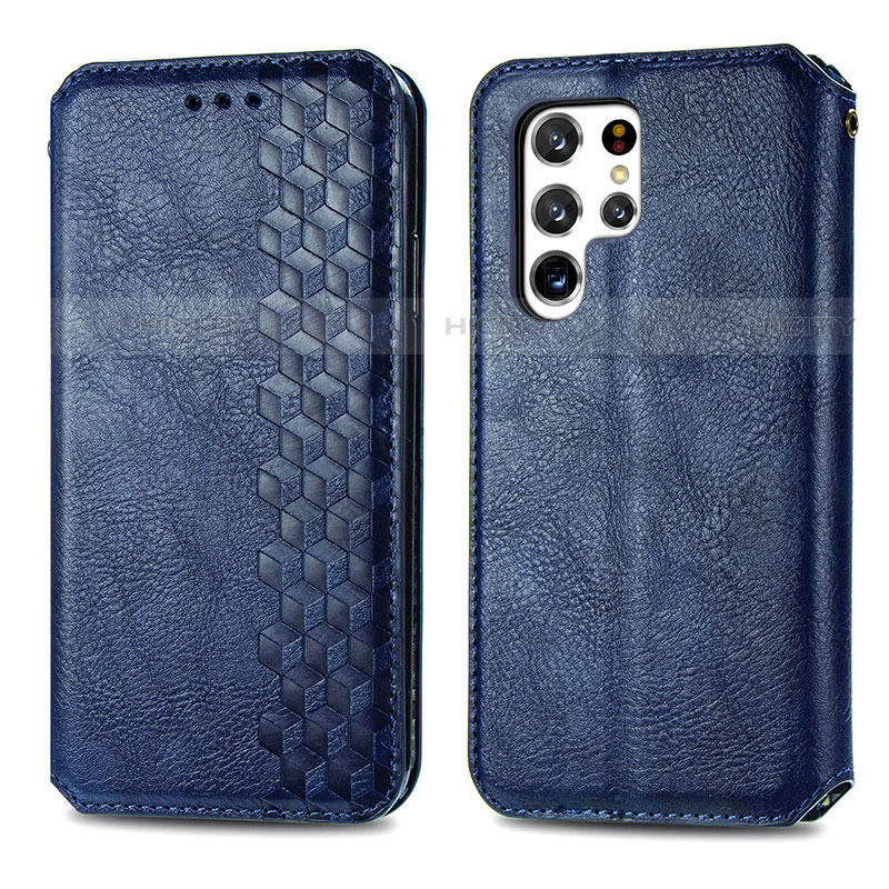 Handytasche Stand Schutzhülle Flip Leder Hülle S01D für Samsung Galaxy S21 Ultra 5G Blau