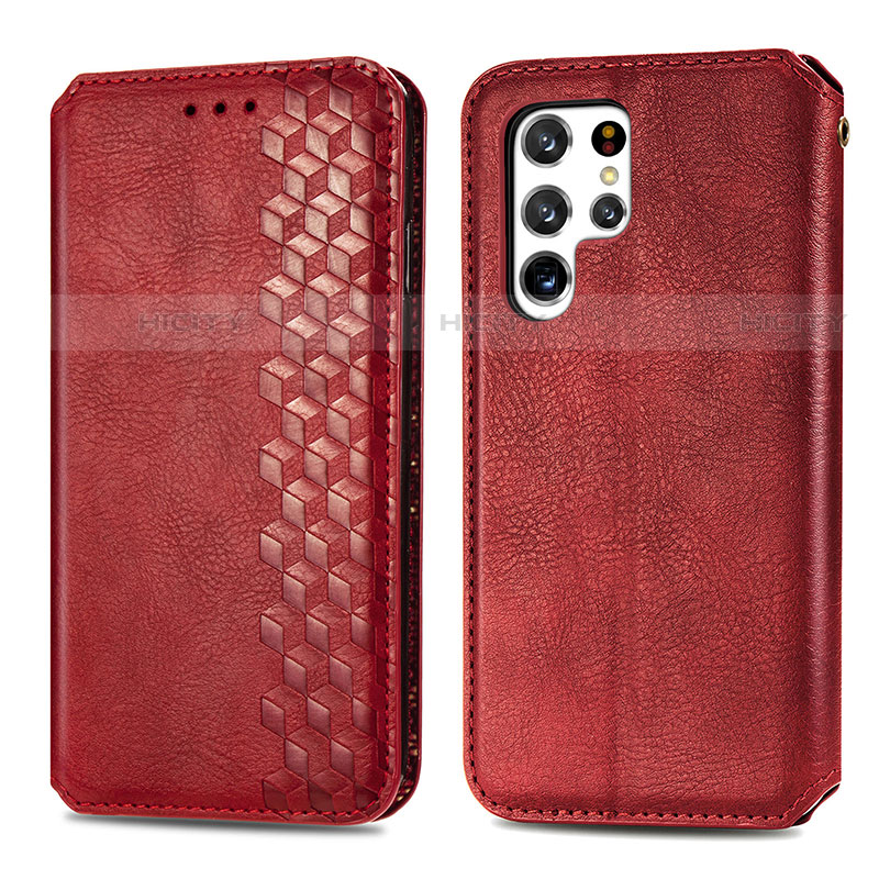 Handytasche Stand Schutzhülle Flip Leder Hülle S01D für Samsung Galaxy S21 Ultra 5G Rot