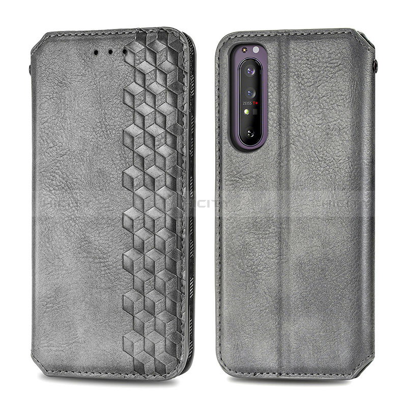 Handytasche Stand Schutzhülle Flip Leder Hülle S01D für Sony Xperia 1 II Grau