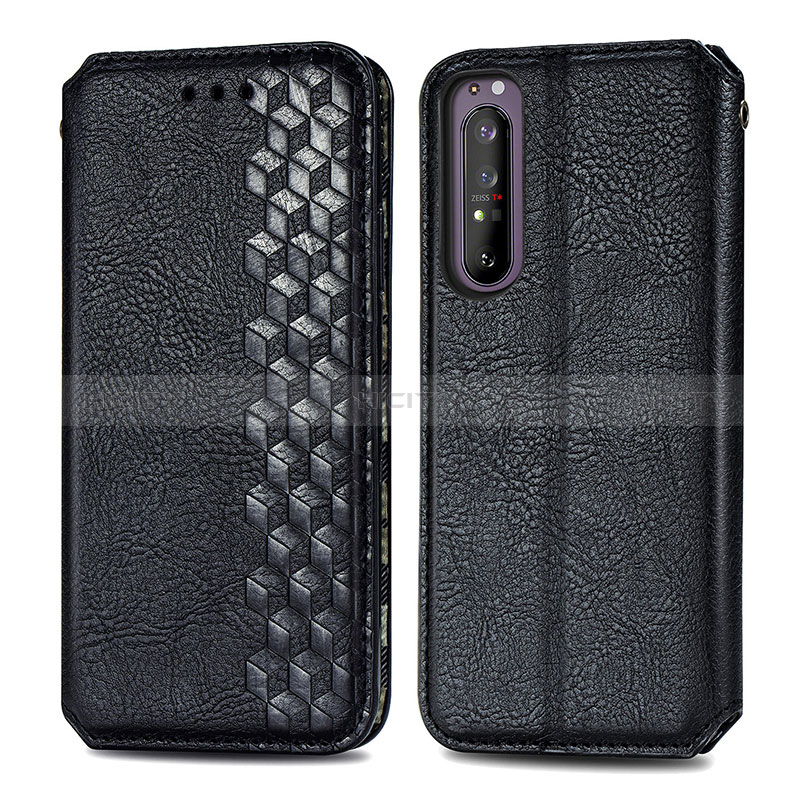 Handytasche Stand Schutzhülle Flip Leder Hülle S01D für Sony Xperia 1 II Schwarz