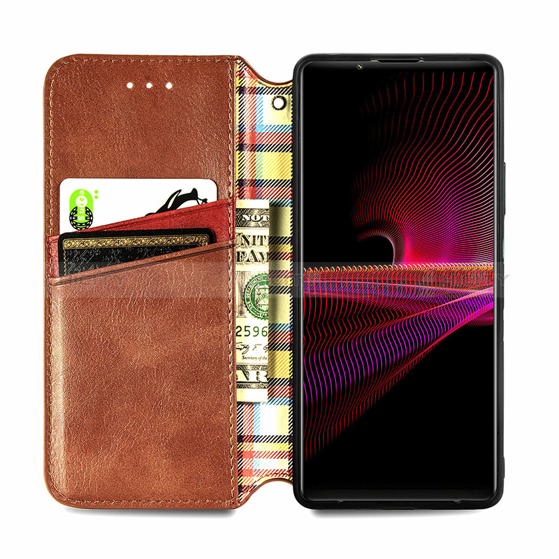 Handytasche Stand Schutzhülle Flip Leder Hülle S01D für Sony Xperia 1 III groß