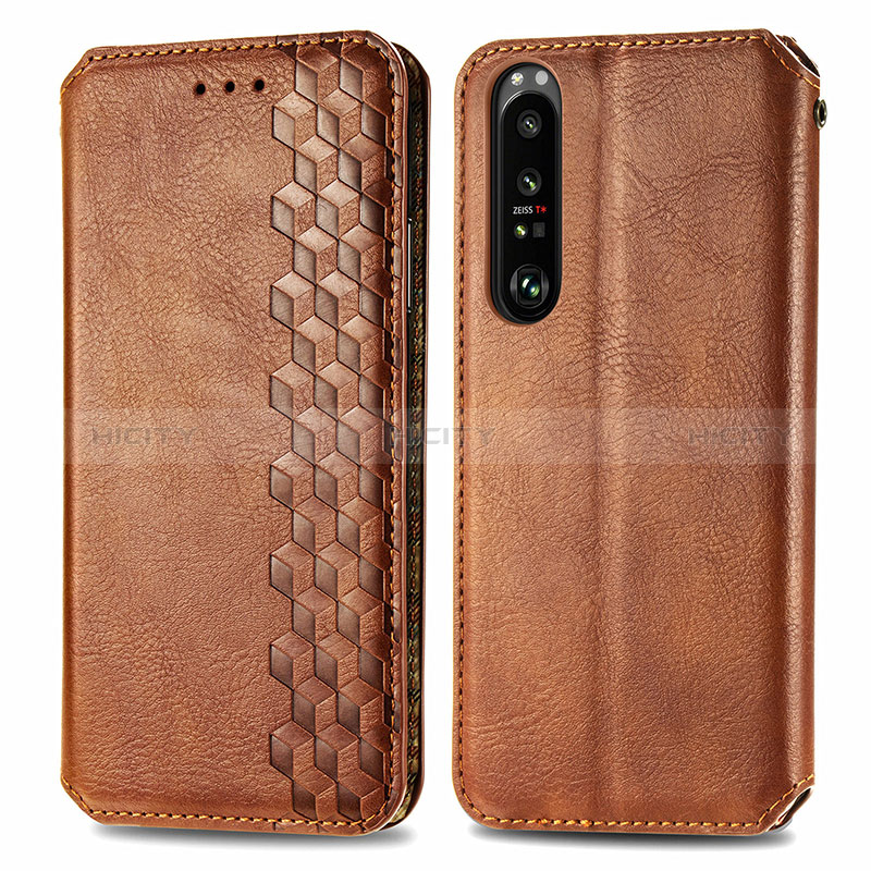 Handytasche Stand Schutzhülle Flip Leder Hülle S01D für Sony Xperia 1 III Braun Plus