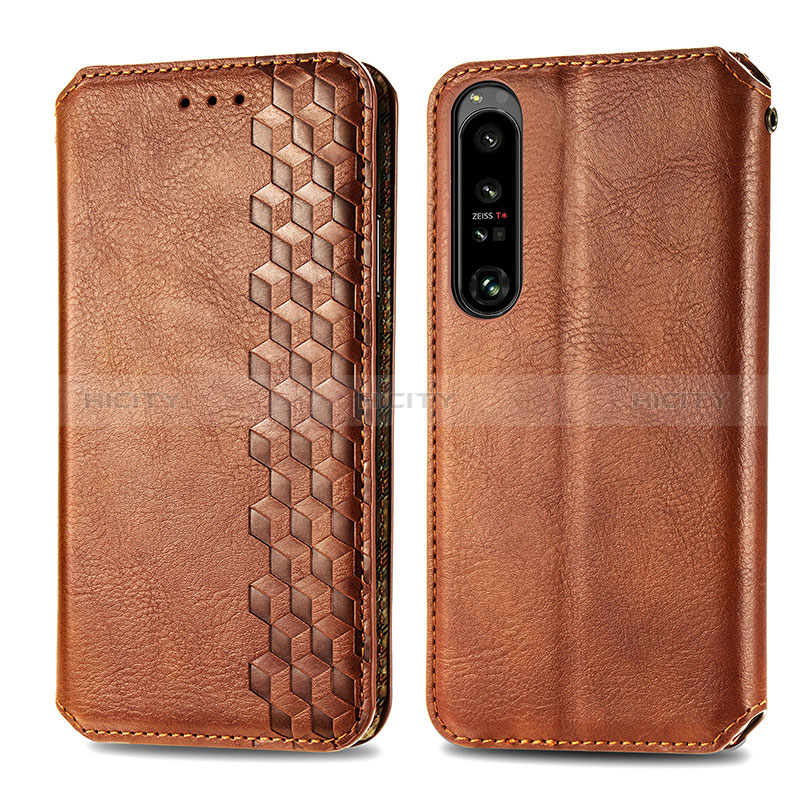 Handytasche Stand Schutzhülle Flip Leder Hülle S01D für Sony Xperia 1 IV Braun Plus