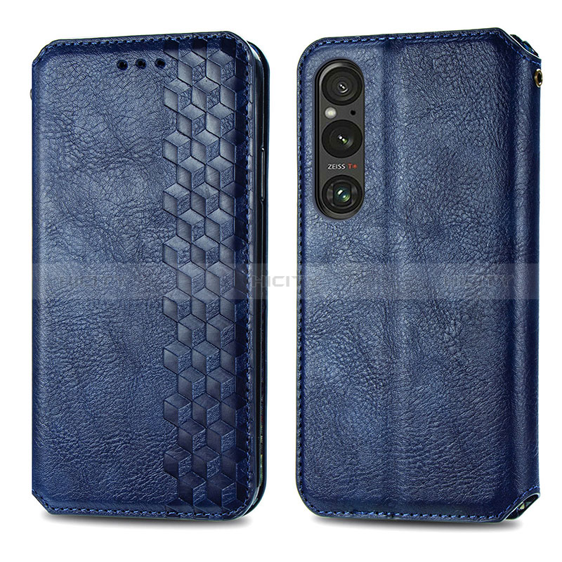 Handytasche Stand Schutzhülle Flip Leder Hülle S01D für Sony Xperia 1 V Blau