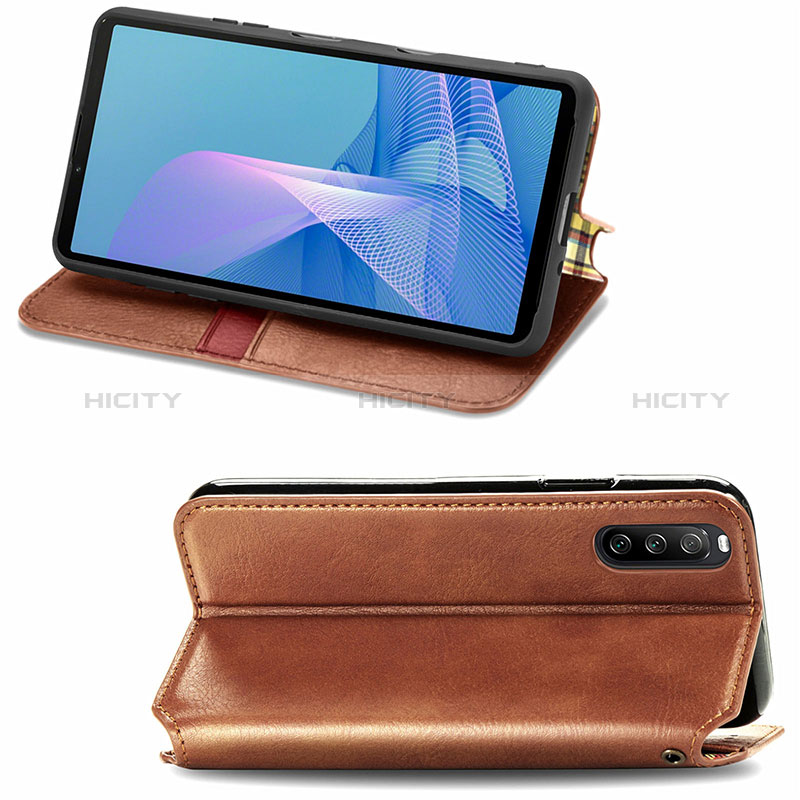 Handytasche Stand Schutzhülle Flip Leder Hülle S01D für Sony Xperia 10 III groß