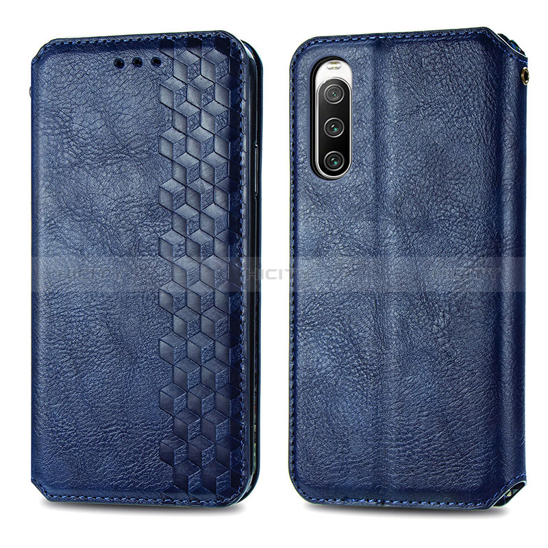 Handytasche Stand Schutzhülle Flip Leder Hülle S01D für Sony Xperia 10 IV Blau