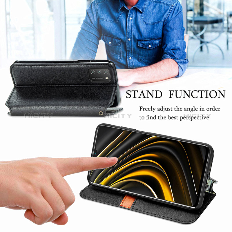 Handytasche Stand Schutzhülle Flip Leder Hülle S01D für Xiaomi Poco M3 groß