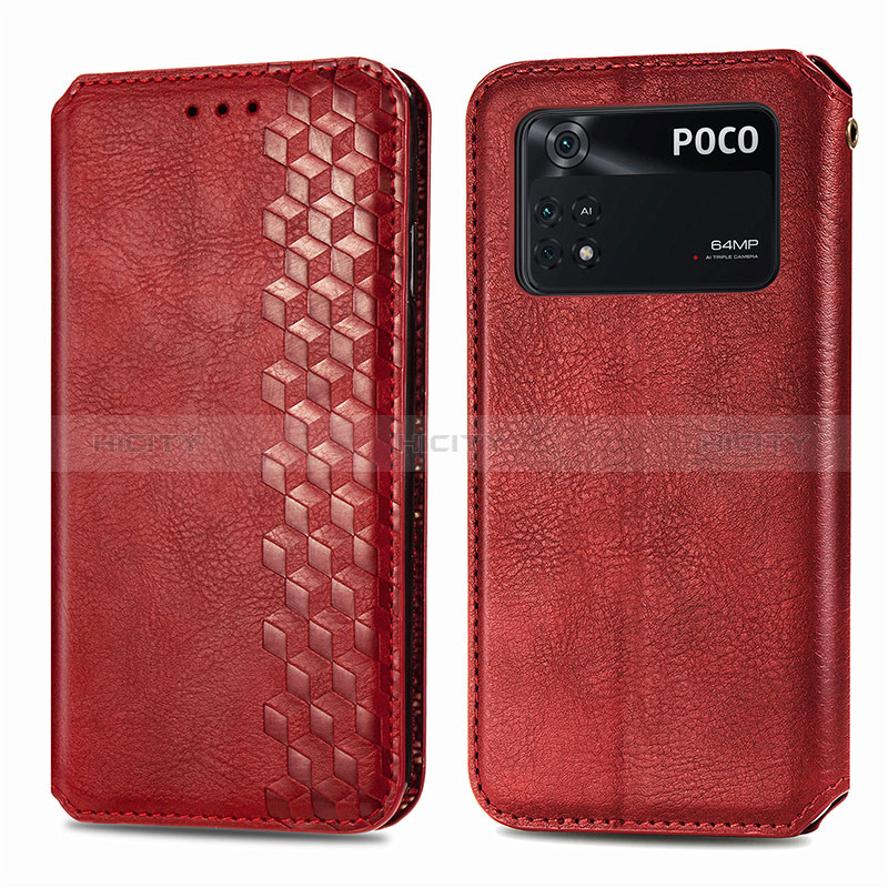 Handytasche Stand Schutzhülle Flip Leder Hülle S01D für Xiaomi Poco M4 Pro 4G Rot