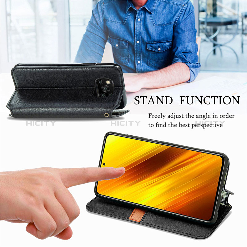 Handytasche Stand Schutzhülle Flip Leder Hülle S01D für Xiaomi Poco X3 NFC groß