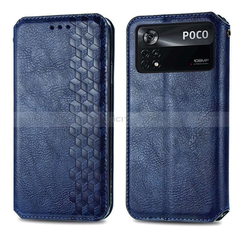 Handytasche Stand Schutzhülle Flip Leder Hülle S01D für Xiaomi Poco X4 Pro 5G Blau