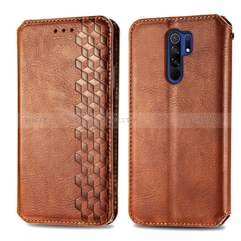 Handytasche Stand Schutzhülle Flip Leder Hülle S01D für Xiaomi Redmi 9 Prime India Braun Plus