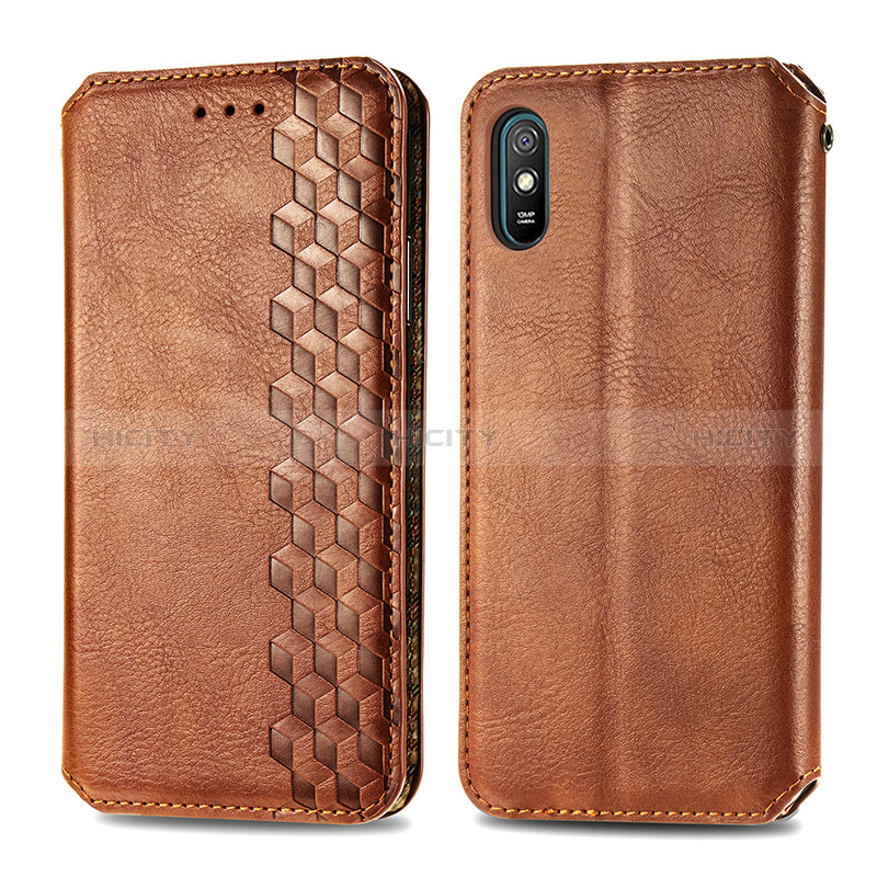 Handytasche Stand Schutzhülle Flip Leder Hülle S01D für Xiaomi Redmi 9A Braun