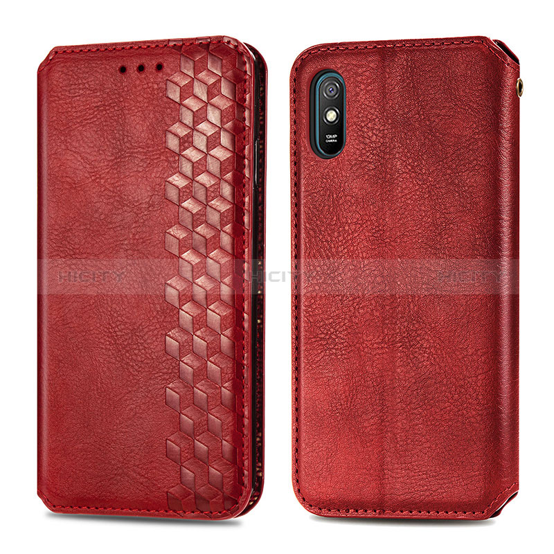 Handytasche Stand Schutzhülle Flip Leder Hülle S01D für Xiaomi Redmi 9A Rot Plus