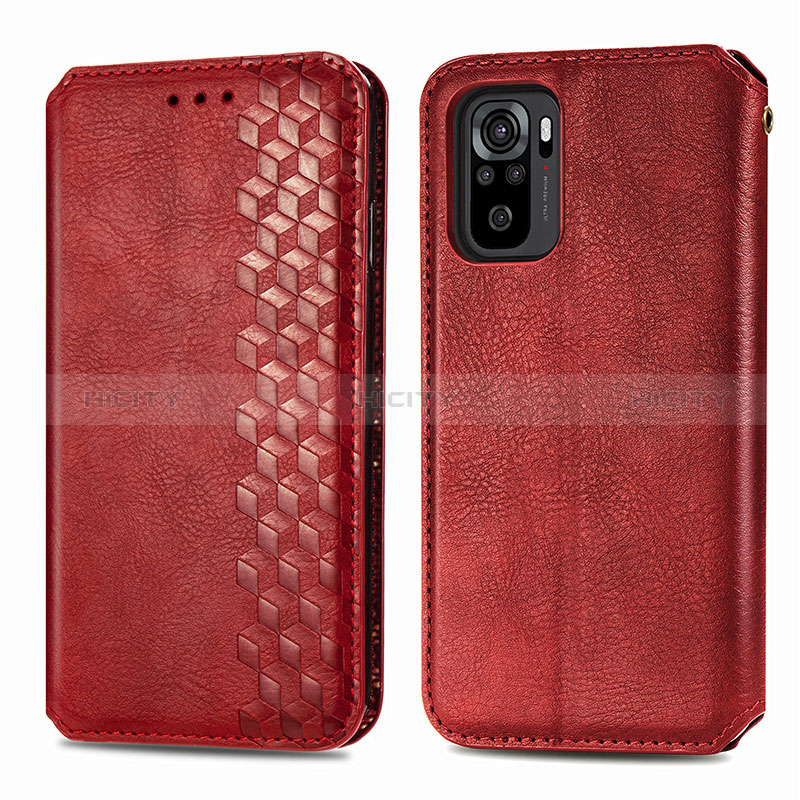 Handytasche Stand Schutzhülle Flip Leder Hülle S01D für Xiaomi Redmi Note 10 4G Rot Plus